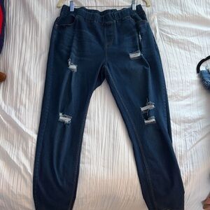 Stylish Blue Distressed Women Jeans XL